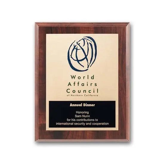 Etch Colorfill Plaq - Walnut Finish Crystal House