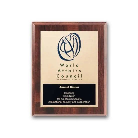 Etch Colorfill Plaq - Walnut Finish Crystal House