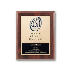 Etch Colorfill Plaq - Walnut Finish Crystal House