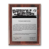 Etch Oxidized Plaq - Walnut Finish Crystal House