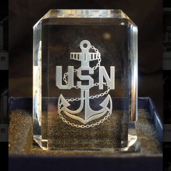 Faceted Paperweight with Great Lakes Logo - Crystal House