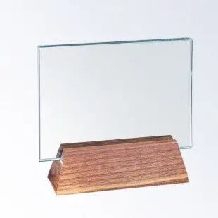 HORIZONTAL RECTANGLE W/ BEVELED WALNUT BASE Crystal House - Prism