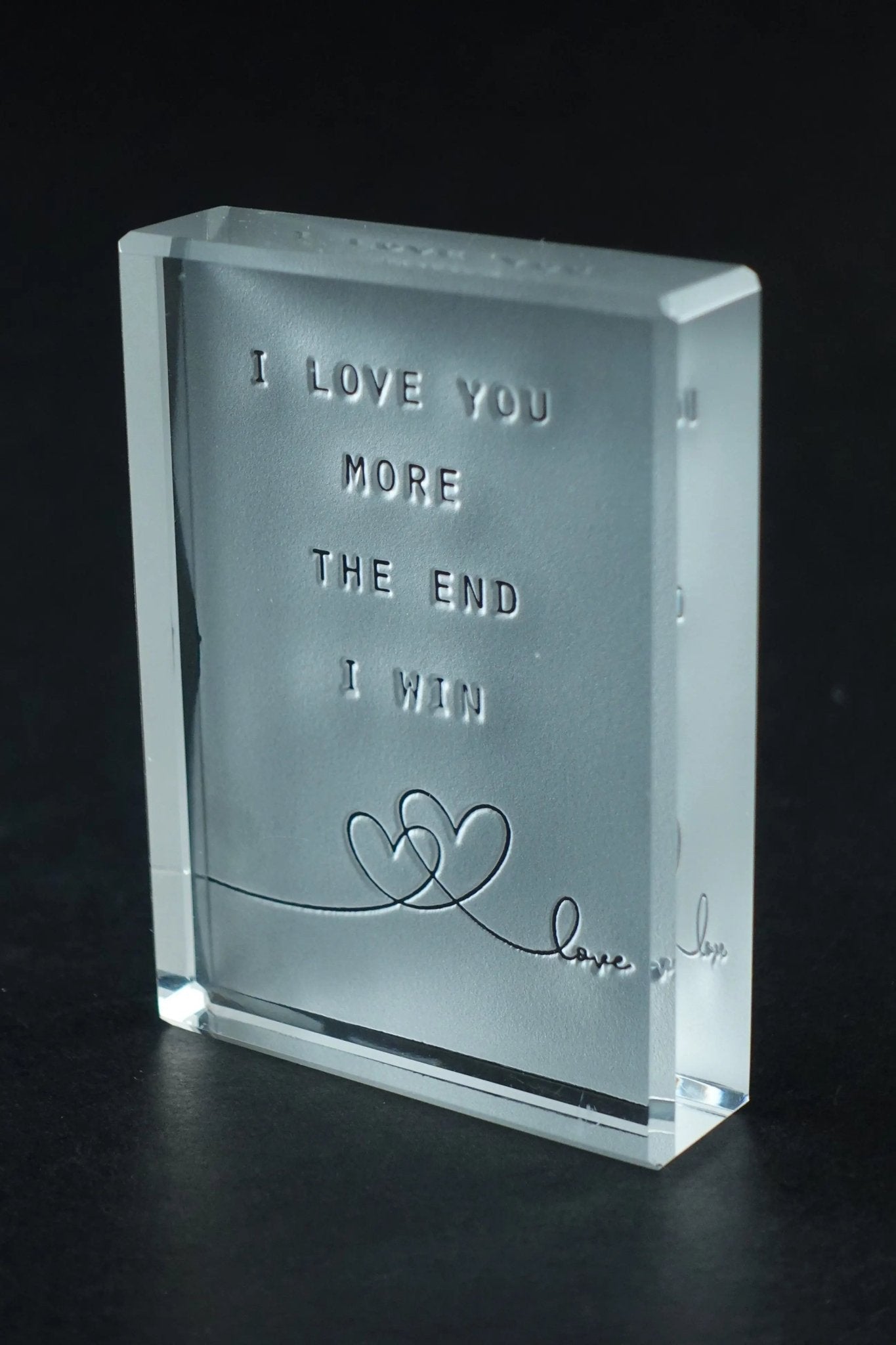 I Love You, I Win | Frosted Paperweight Crystal House