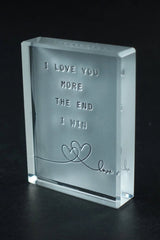 I Love You, I Win | Frosted Paperweight Crystal House