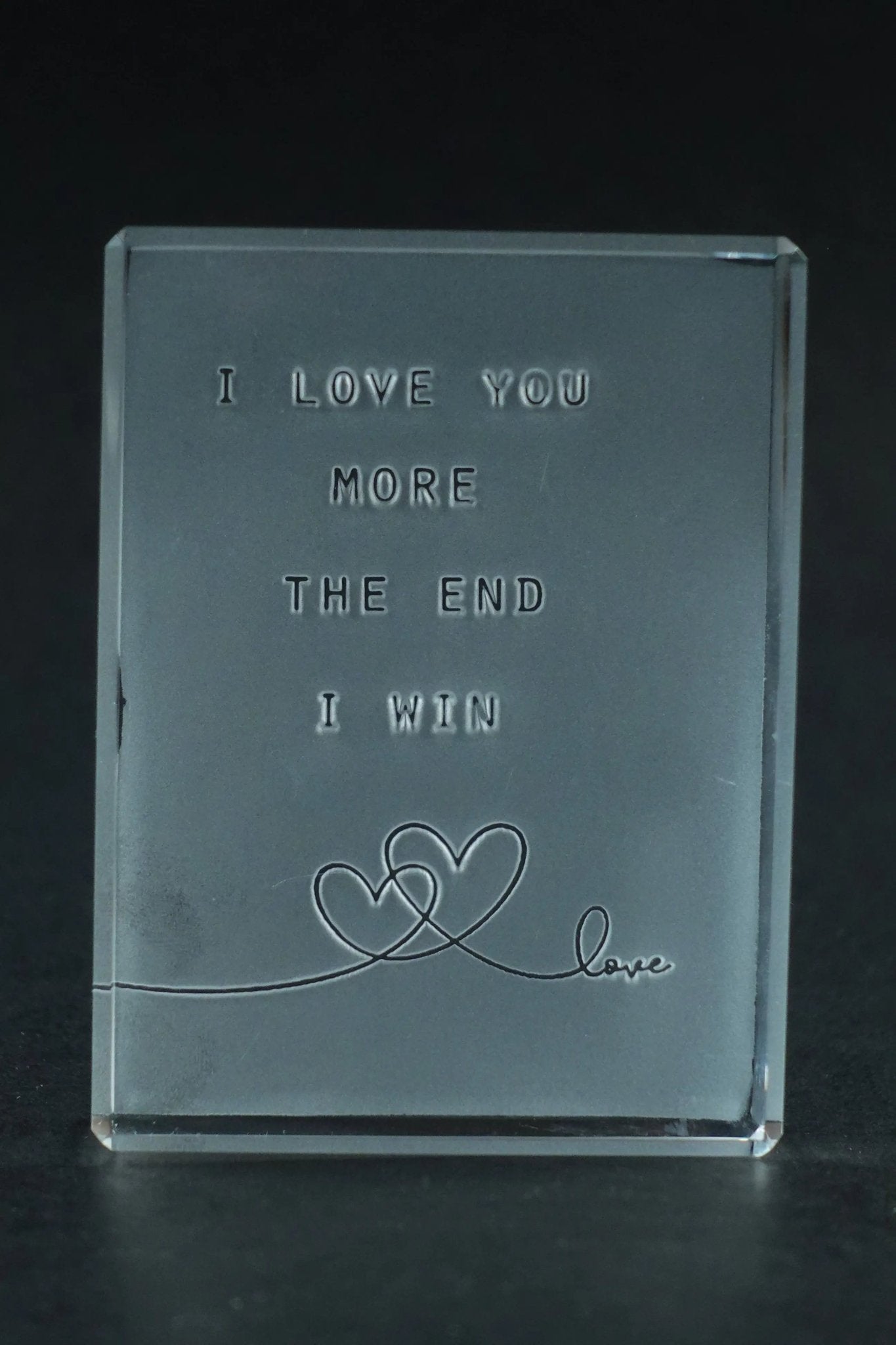 I Love You, I Win | Frosted Paperweight Crystal House