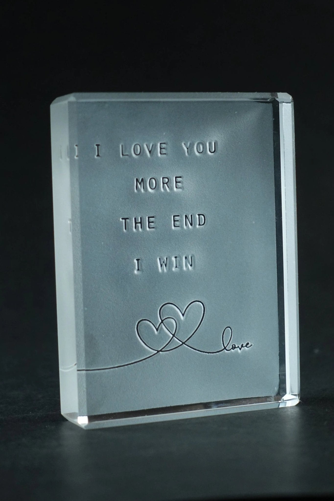 I Love You, I Win | Frosted Paperweight Crystal House
