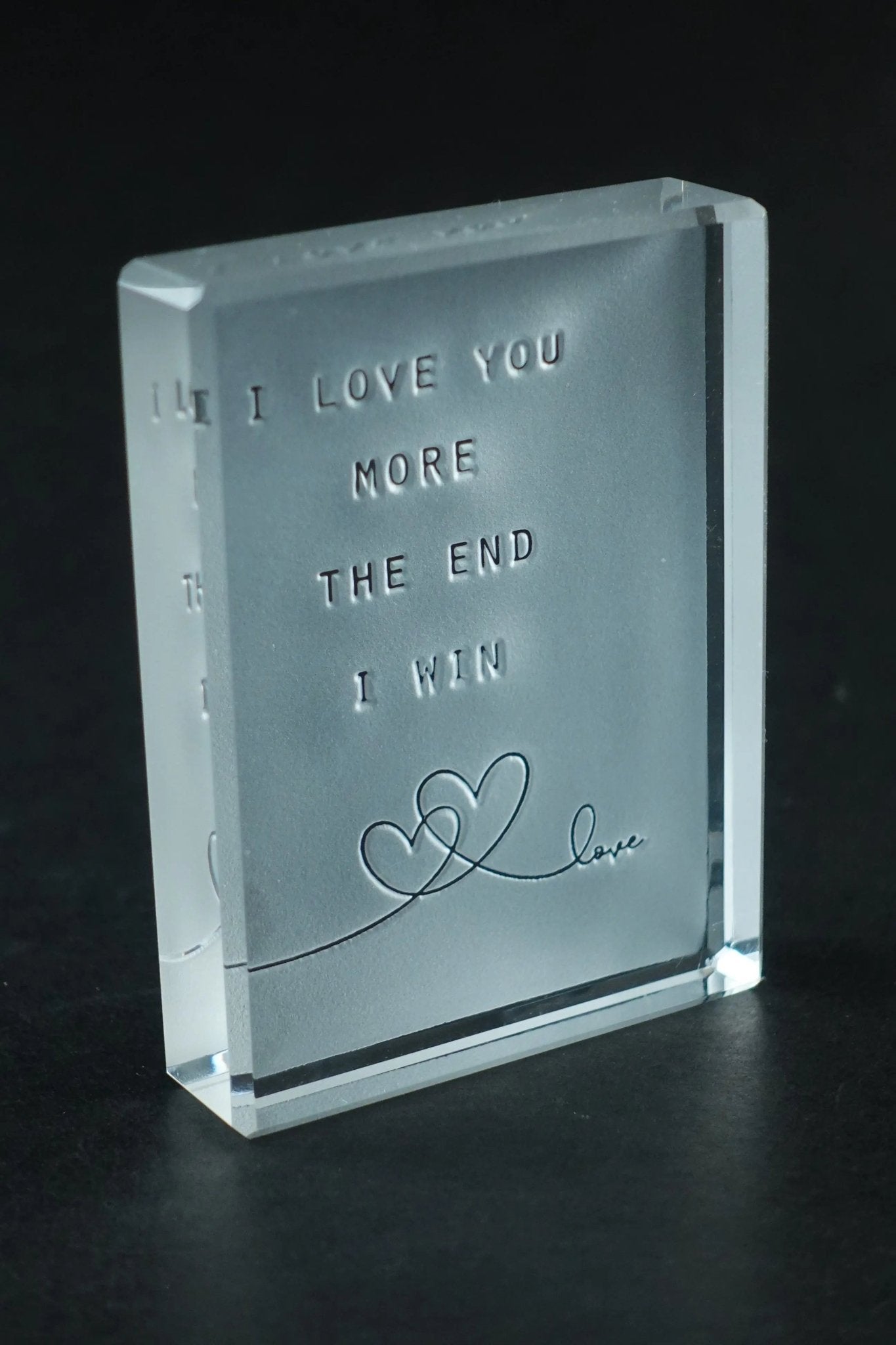 I Love You, I Win | Frosted Paperweight Crystal House