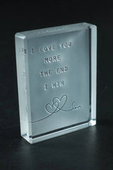 I Love You, I Win | Frosted Paperweight Crystal House