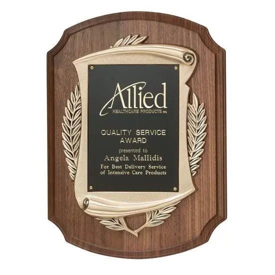 Laurel walnut Wreath Plaque Crystal House