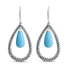 Marina Braid Silver Floating Pear Earrings Nambé