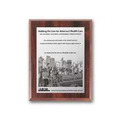 Metal Photo Plaque - Walnut Finish Crystal House