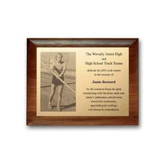 Metal Photo Plaque - Walnut Rolled Edge Crystal House