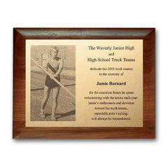 Metal Photo Plaque - Walnut Rolled Edge Crystal House