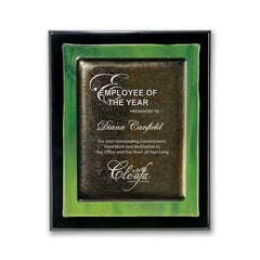 Metallic Fusion Plaque - Green With Black edges Crystal House