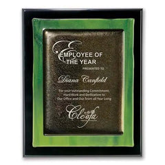 Metallic Fusion Plaque - Green With Black edges Crystal House