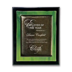 Metallic Fusion Plaque - Green With Black edges Crystal House