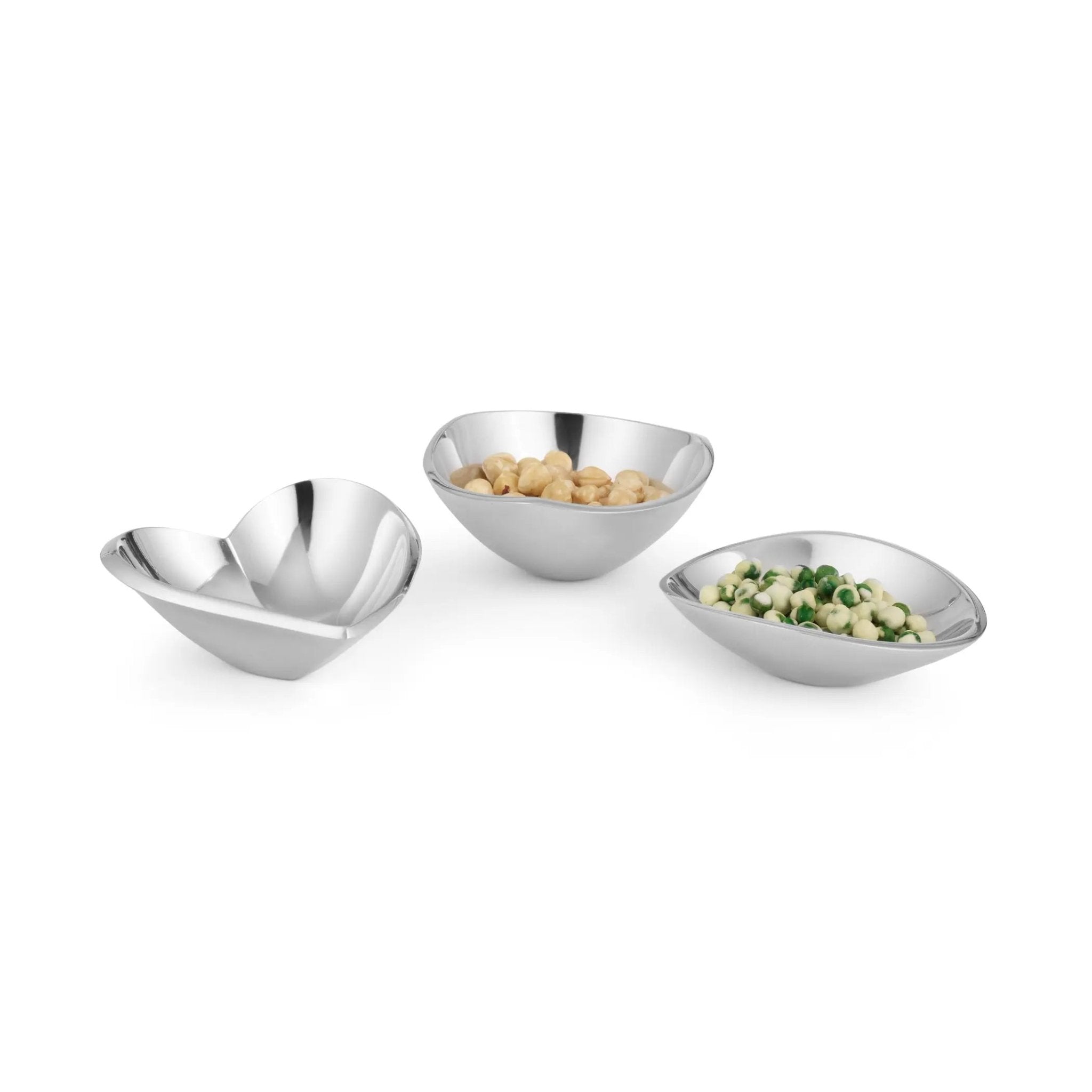 Nambe Mini Bowl Set - Butterfly, Tri-Corner & Amore Designs Nambé