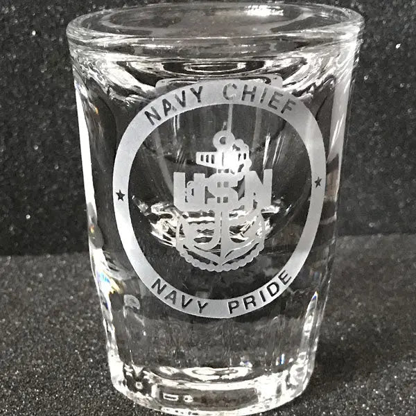Navy Chief Anchor Shot Glasses - Pair Crystal House