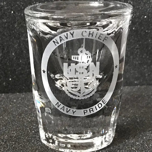 Navy Chief Anchor Shot Glasses - Pair Crystal House