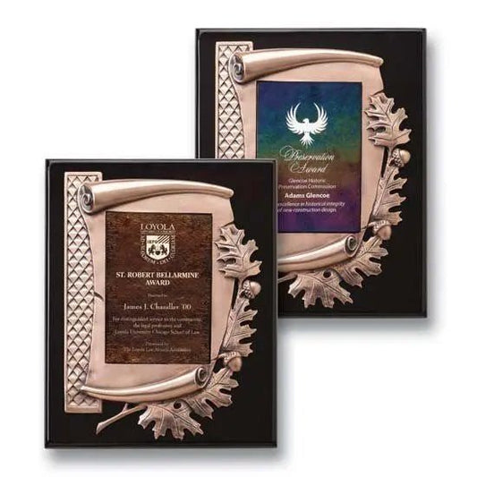 Oak Leaf Plaque - Gold Ebony Crystal House