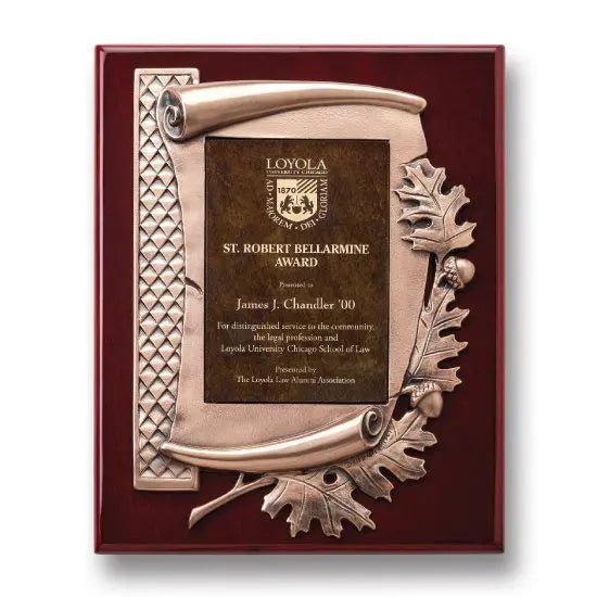 Oak Leaf Plaque - Gold Rosewood Crystal House