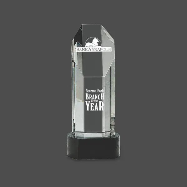 Pedestal Crystal Tower on Black Base Crystal House