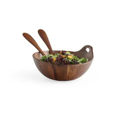 Portables Wood Salad Bowl w/Servers Nambé