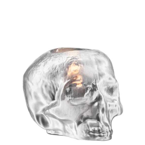 Still Life skull votive, silver by Kosta Boda