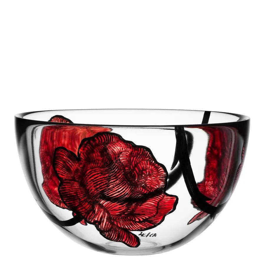 Kosta Boda Tattoo Hand-Painted Glass Bowl Swedish Art Collectible