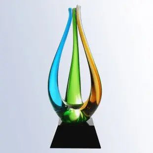 THE TRIPOD W/ BLACK/BLACK WOODEN/ROSEWOOD BASE - ART GLASS Crystal House - Prism