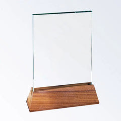 VERTICAL RECTANGLE W/ SLANT WALNUT BASE Crystal House - Prism