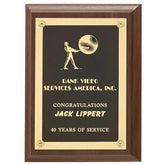 Walnut Finish Plaque w Rosettes Crystal House