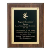 Walnut Plaque w Gold Edge Plate Crystal House