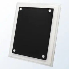 WHITE WOOD PLAQUE WITH ACRYLIC PLATE Crystal House - Prism