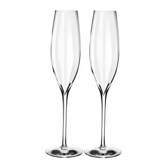 Elegant Engraved Crystal Champagne Flutes and Glasses