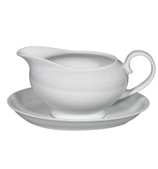 Vista Alegre Arabesco Fine Porcelain Sauceboat & Stand - Traditional Gravy Boat Set