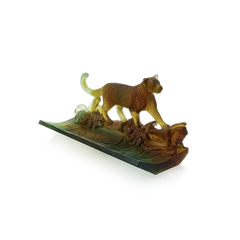 Tropical Leopard Pencil Holder in Amber & Green