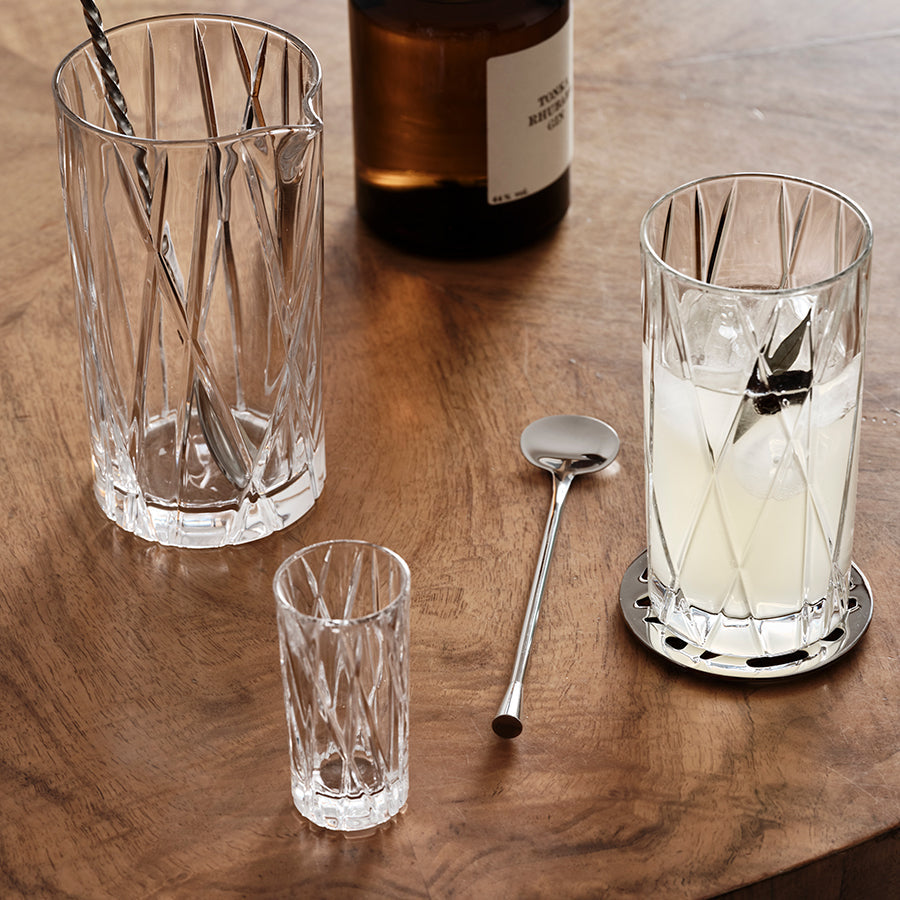 Orrefors City Highball Glasses Set of 2 - Modern Cut Glass Cocktail Tumblers