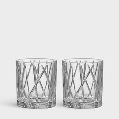 Orrefors City Whiskey Tumblers Set of 2 – Modern Geometric Barware Orrefors