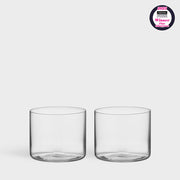 Orrefors Geometry Tumbler Set of 2 - Mouth-Blown Crystal Water Glasses