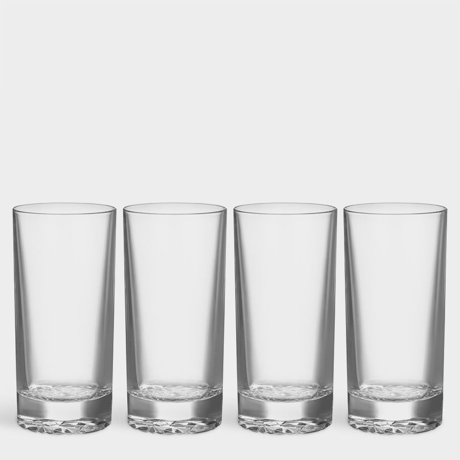 Orrefors Carat Highball Glasses Set of 4 - Elegant Cut Crystal Barware