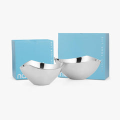 Nambé Tri-Corner Bowl 2-Piece Gift Set – Luxury Alloy Serving Bowls for Home & Wedding Gifts Nambé