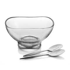 Nambe Braid Glass Salad Bowl with Servers – Chrome & Stainless Steel Nambé