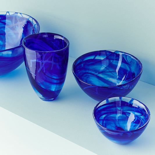 Kosta Boda Contrast Bowl Blue Medium - Distinctive Housewarming Present