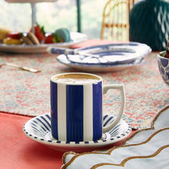 Spode Steccato Bold Espresso Cup & Saucer – Premium British Earthenware