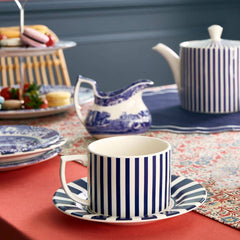 Spode Steccato Narrow Teacup & Saucer – Premium British Fine Earthenware