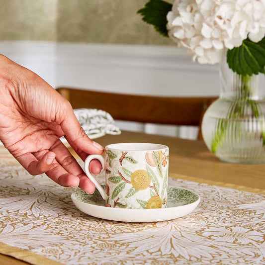 Spode Morris & Co. Espresso Cups & Saucers – Set of 4 English Heritage Coffee Cups Spode