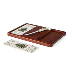 Spode Christmas Tree Polka Dot Cheese Board & Knife Set – Holiday Charcuterie Platter Spode