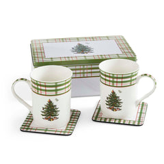 Spode Christmas Tree Mug and Coaster Set with Tin – Wedding Gift Idea Spode
