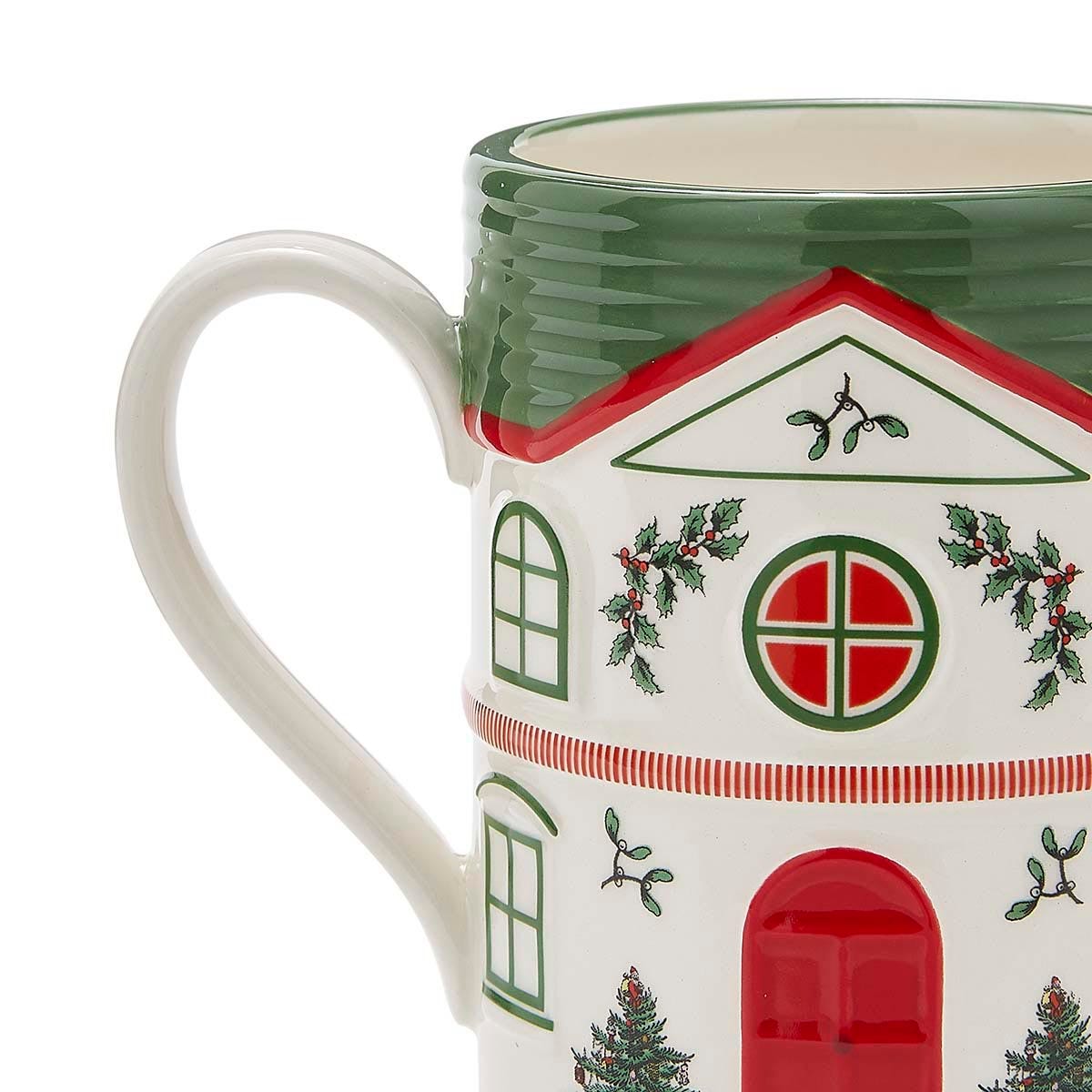 Spode Christmas Tree Village Green Mug – Personalized Holiday Coffee Cup Spode